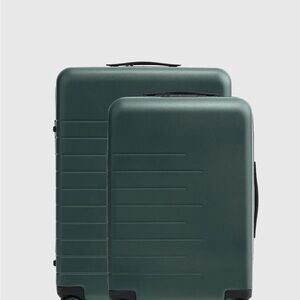 Quince Medium Check in (24”) and Carry On Suitcase in Dark Green